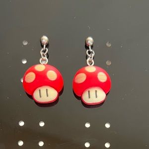 Nintendo cartoon resin Mario mushroom gamer earrings